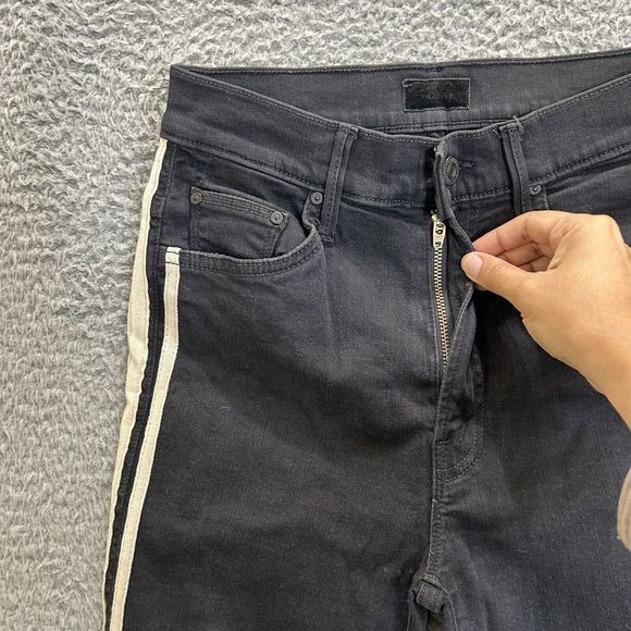 Mother‎ Jeans Womens Size 26 Black The Insider Crop Step Fray Guilty Racer Denim - Picture 5 of 16